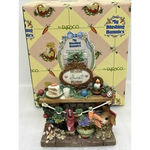 My Blushing Bunnies "Country Sentiments" Figurine Fireplace 1998 Enesco #468711